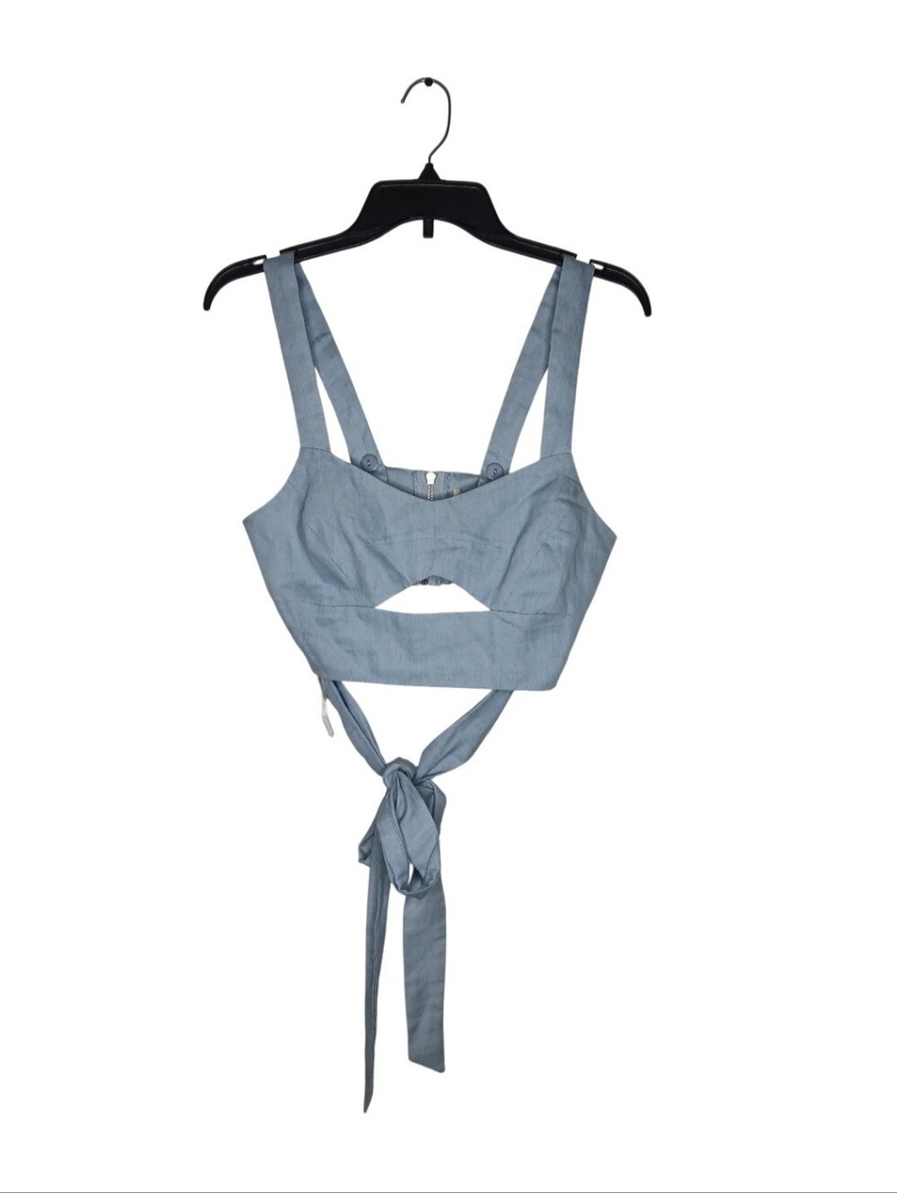 Dance & Marvel Sky Blue Wrap Crop Top with Front Cutout